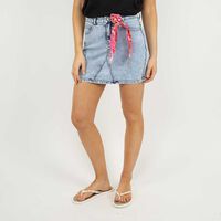 Falda Mini Denim Mujer Icono Celeste, Indigo, Negro