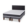 Cama Europea CIC Base Dividida King Ortopedic  + Respaldo Villarrica Negro