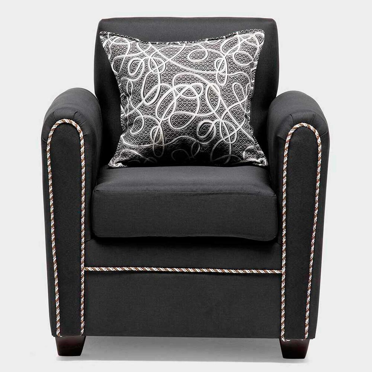 Juego de Living Almore Alemania Sof&aacute; 3 Cuerpos + Dos Sillones 1 Cuerpo Negro