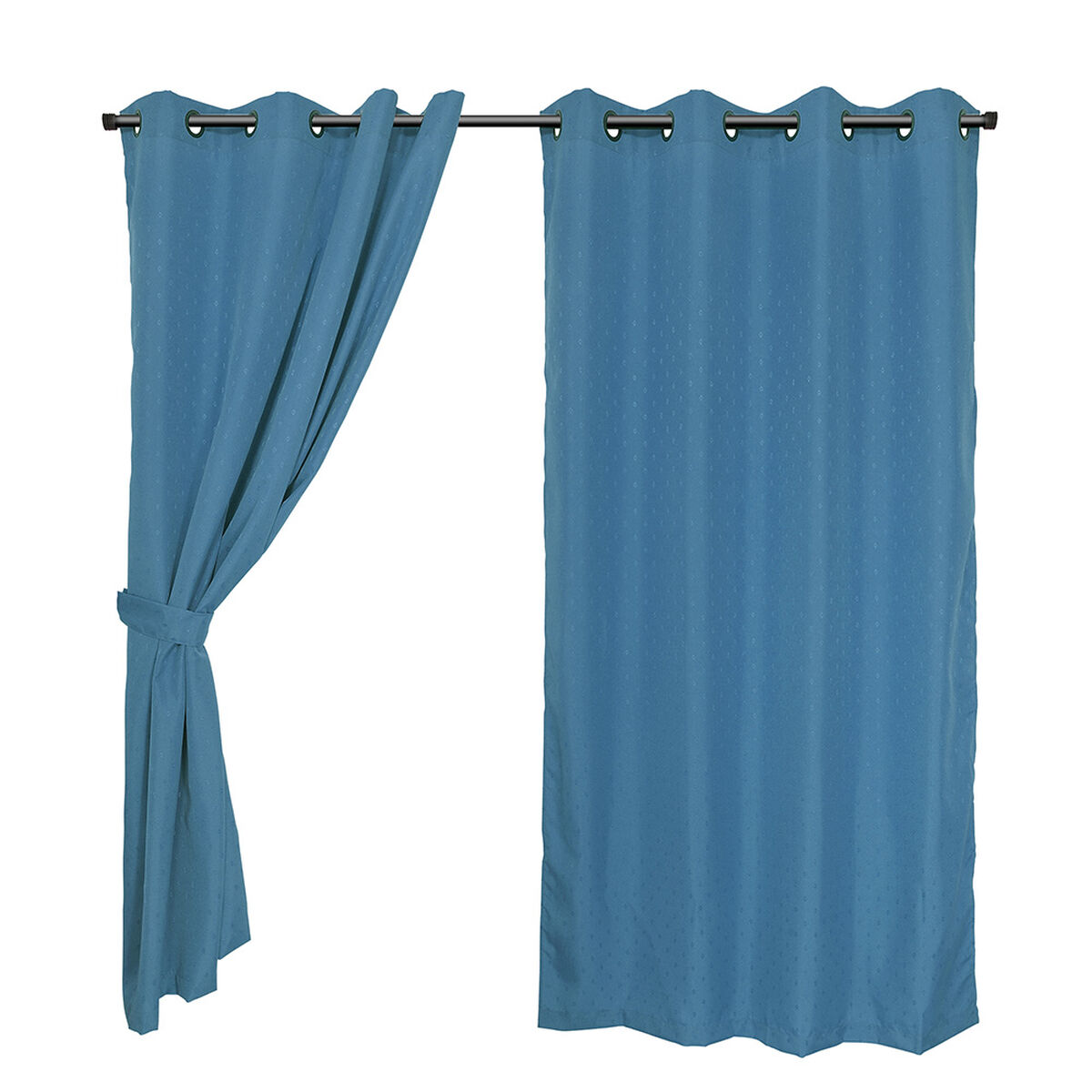 Set Cortinas Mashini Jacquard-Argolla Sofía Jeans 140 x 220 cm