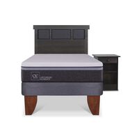 Cama Europea CIC 1,5 Plazas Ortopedic Advance + Respaldo + Velador Dublin