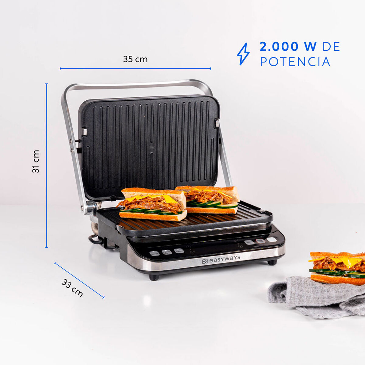 Sandwichera Kioto Panini Let&rsquo;s Grill 3 en 1.
