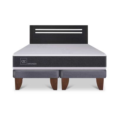 Cama Europea CIC Base Dividida 2 Plazas Ortopedic + Respaldo Munich Negro