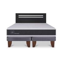 Cama Europea CIC Base Dividida 2 Plazas Ortopedic + Respaldo Munich Negro