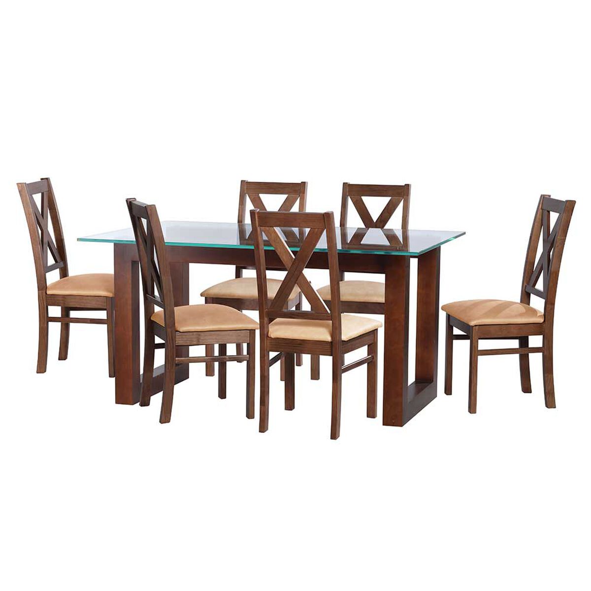 Juego de Comedor Latam Home Pamplona Murcia 6 Sillas Velvet Chocolate