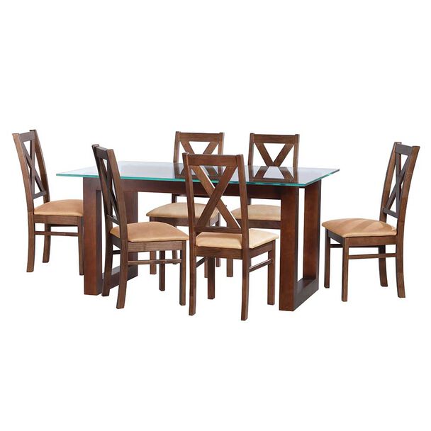 Juego de Comedor Latam Home Pamplona Murcia 6 Sillas Velvet Chocolate
