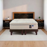 Combo Cama Europea Flex Base Dividida 2 Plazas Máximo Cobre + Respaldo + 2 Veladores Dreams 2 Plazas Treliza Negro