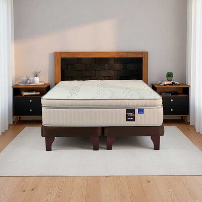 Imagen 1 del producto Combo Cama Europea Flex Base Dividida 2 Plazas Máximo Cobre + Respaldo + 2 Veladores Dreams 2 Plazas Treliza Negro