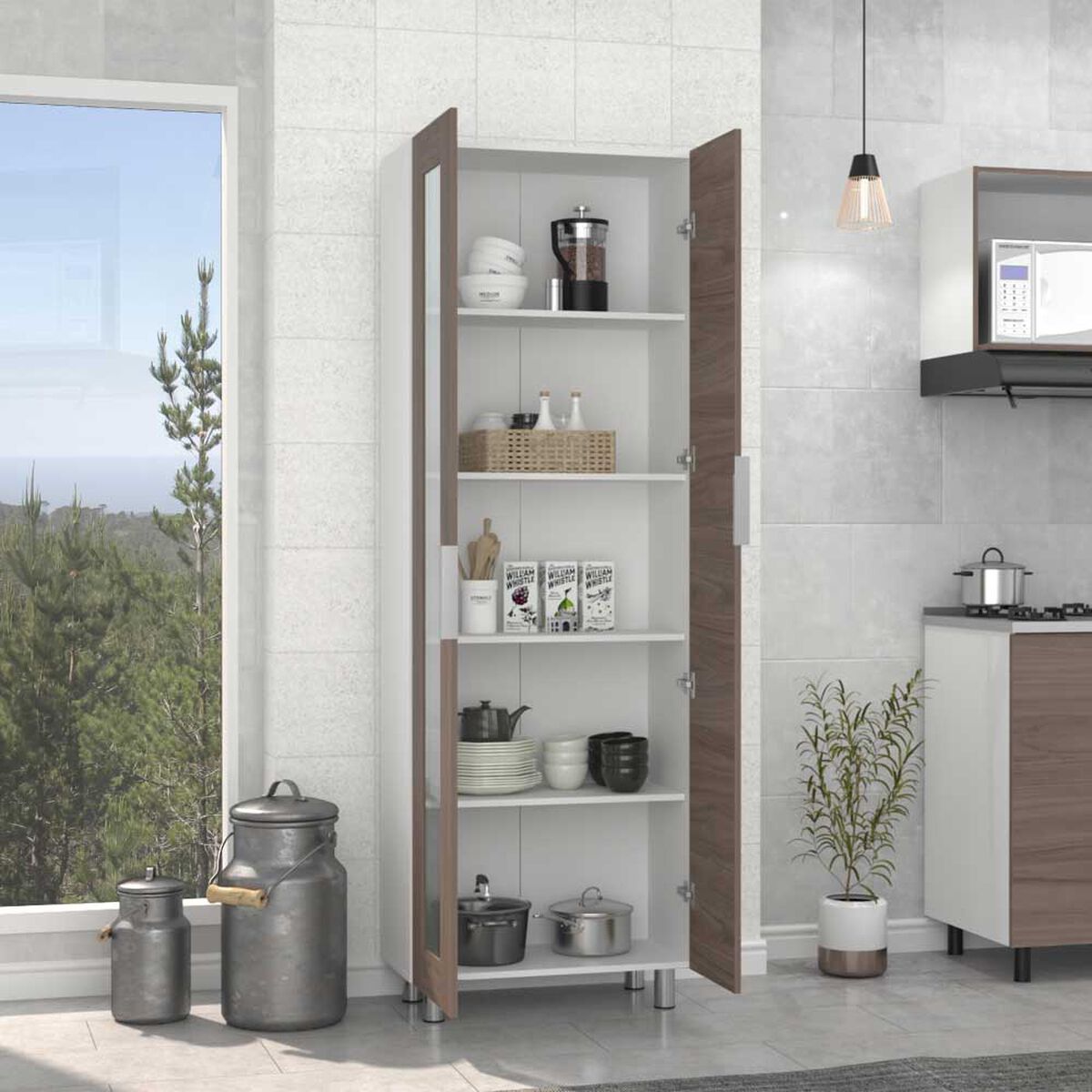 Alacena TuHome Fendi 4 Puertas Blanco Castaño