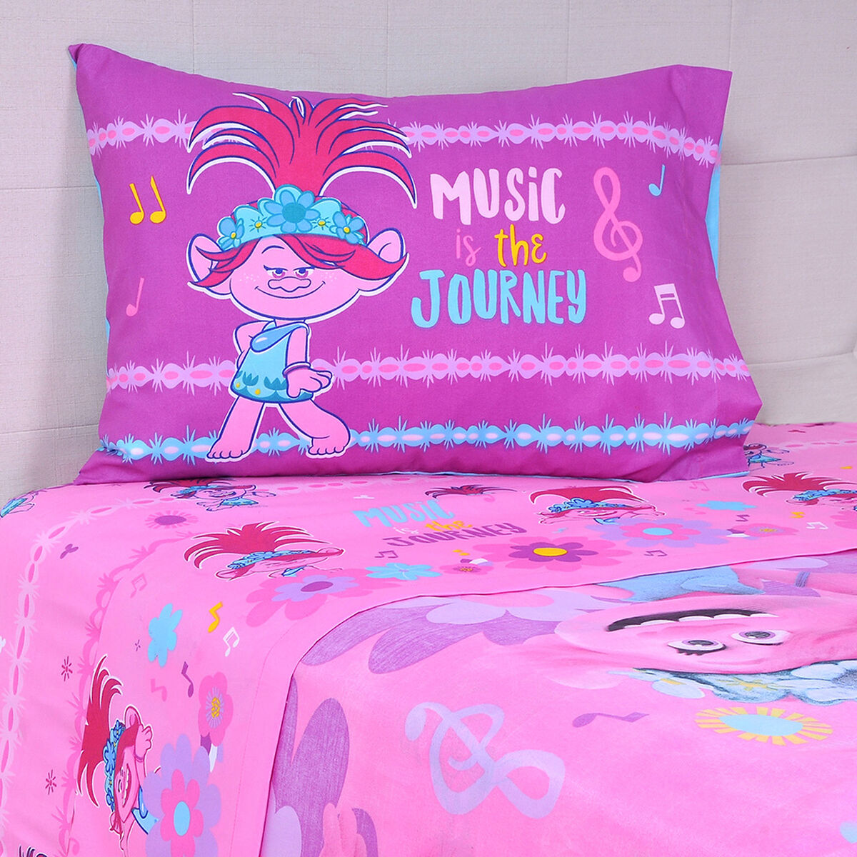Sábana Disney 1,5 Plazas Trolls Journey Multicolor