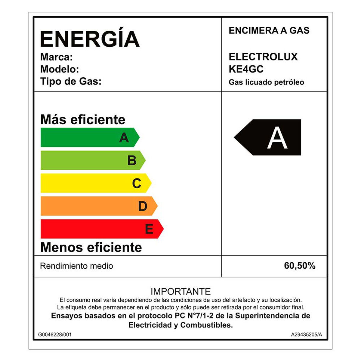Encimera a Gas Electrolux 4 Quemadores KE4GC