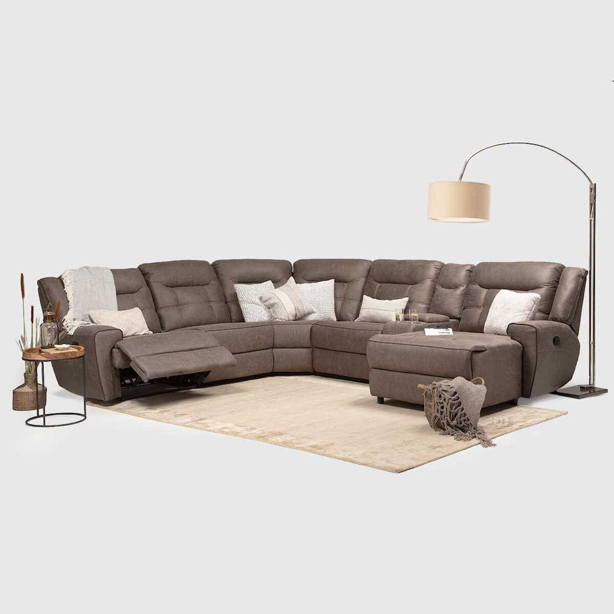 Seccional Derecho Reclinable Daniels Moderno 5 Cuerpos Caf&eacute; Grand