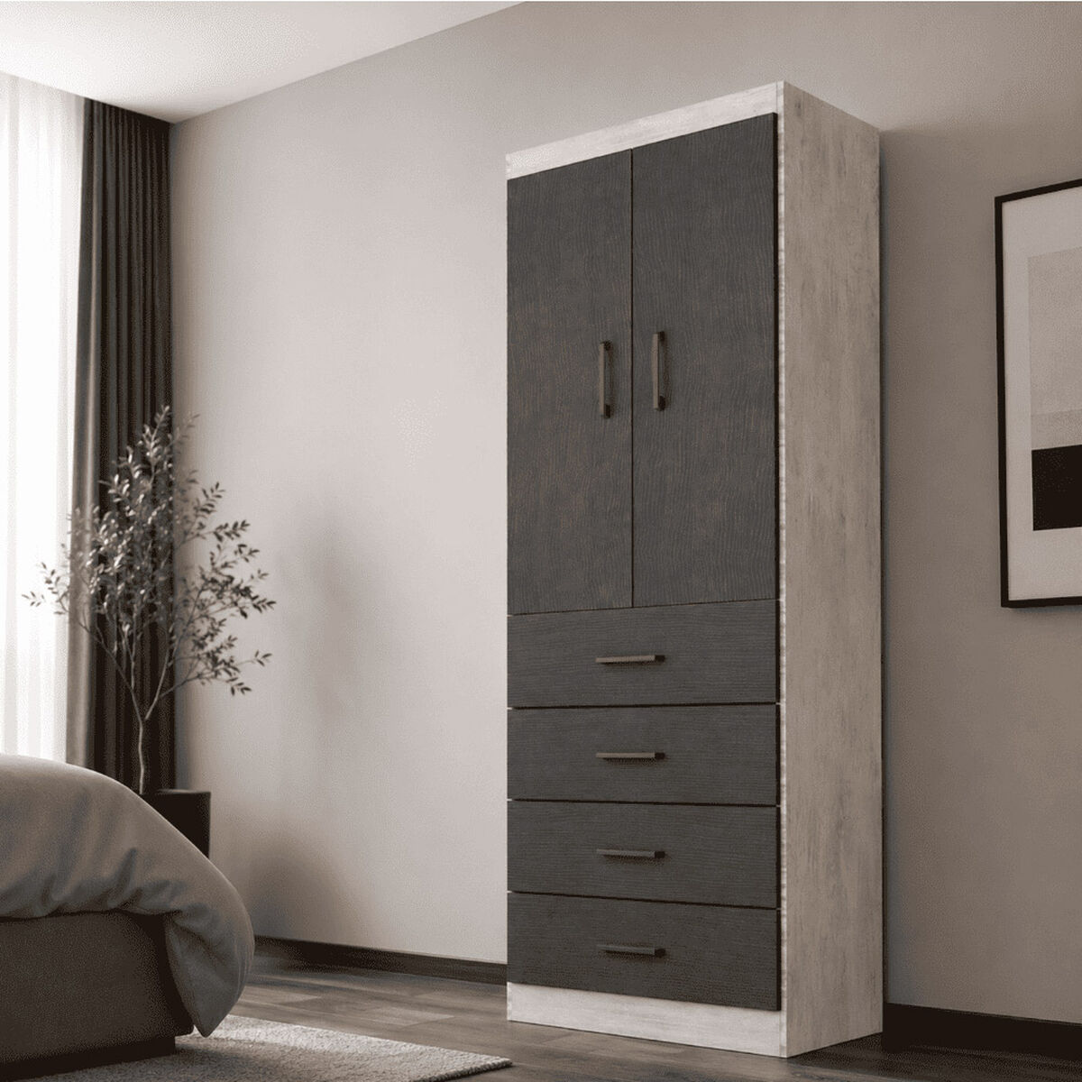 Closet Exit 2 Puertas 4 Cajones Teca Grafito