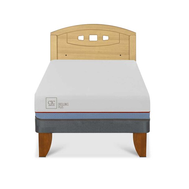 Cama Europea CIC 1,5 Plazas Excellence Plus + Respaldo Gales Mostaza