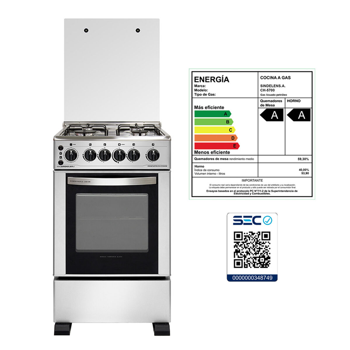 Cocina a Gas Sindelen CH5700SI 4 Quemadores