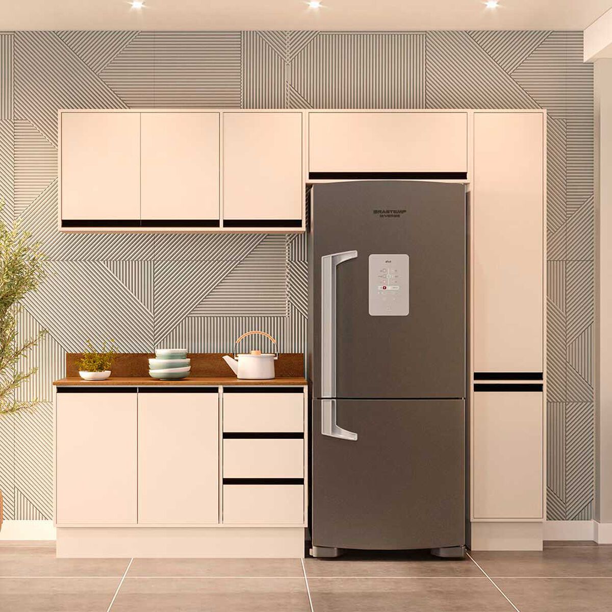 Kit Cocina Modular Premier Vekkahome 8 Puertas 3 Cajones Beige