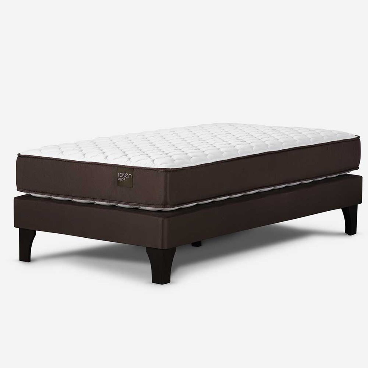 Combo Cama Europea Rosen 1,5 Plazas Ergo T + Respaldo + Velador Casanova 1,5 Plazas Gris