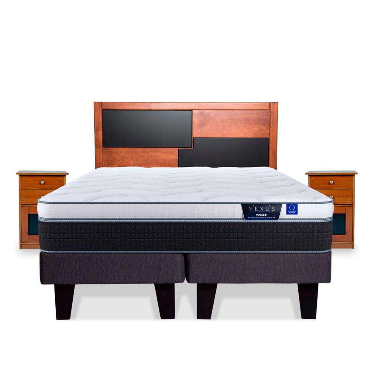 Cama Europea Flex 2 Plazas Nexus Base Dividida + Set Colonia