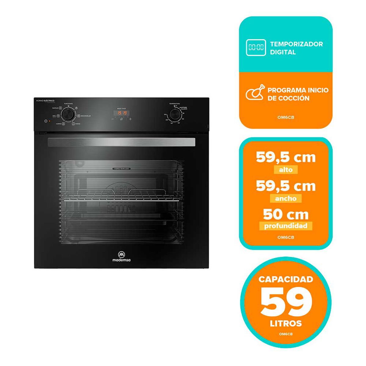 Horno Empotrable Mademsa OM6CB 59 L Negro