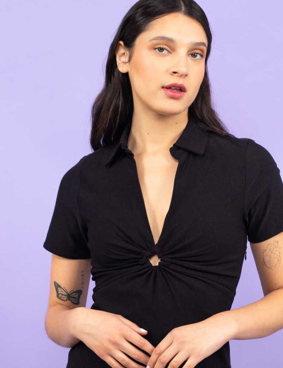 Vestido Liso Manga Corta Mujer Zibel