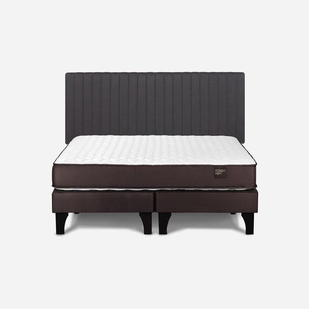 Cama Europea Rosen 2 Plazas Ergo T + Respaldo Grafito