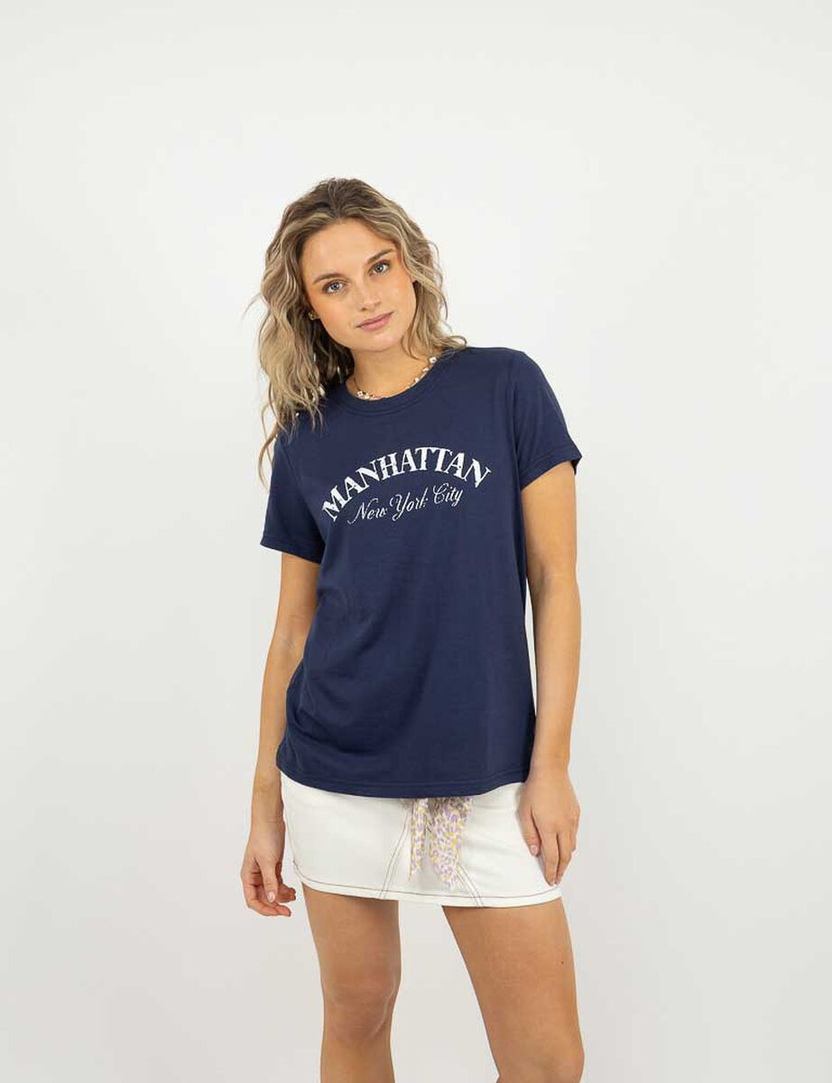 Polera Con Estampado Manga Corta Mujer Icono