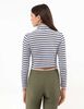 Polera Crop Rayas Manga Larga Cuello Tortuga Mujer Icono