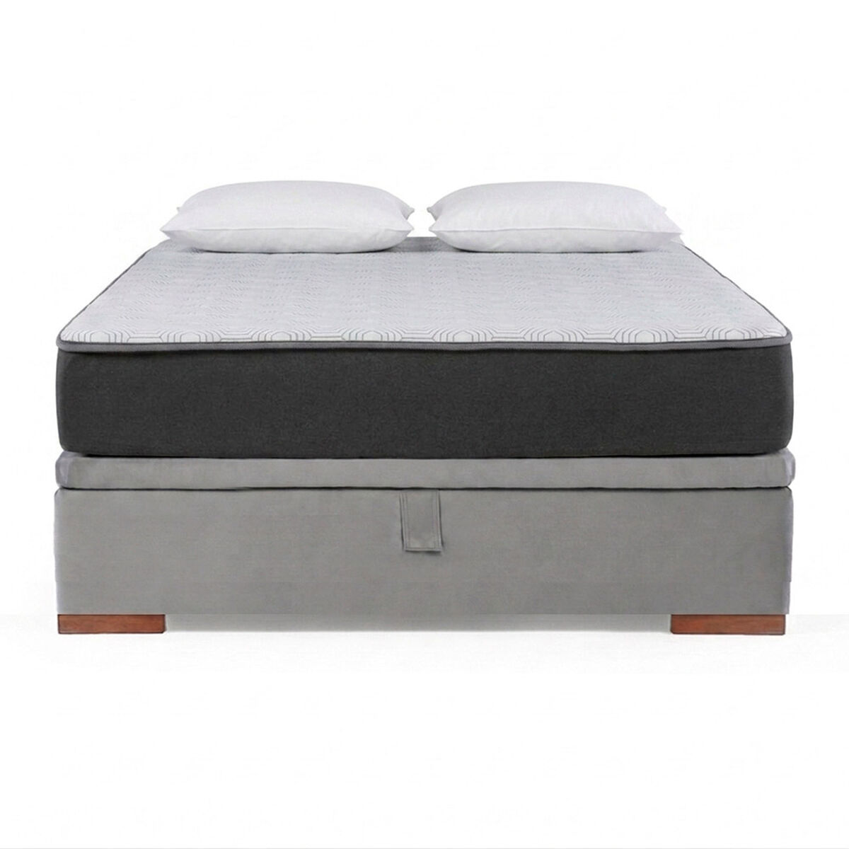 Cama Ba&uacute;l Latam Home Full Colch&oacute;n New Top Gris + 2 Almohadas