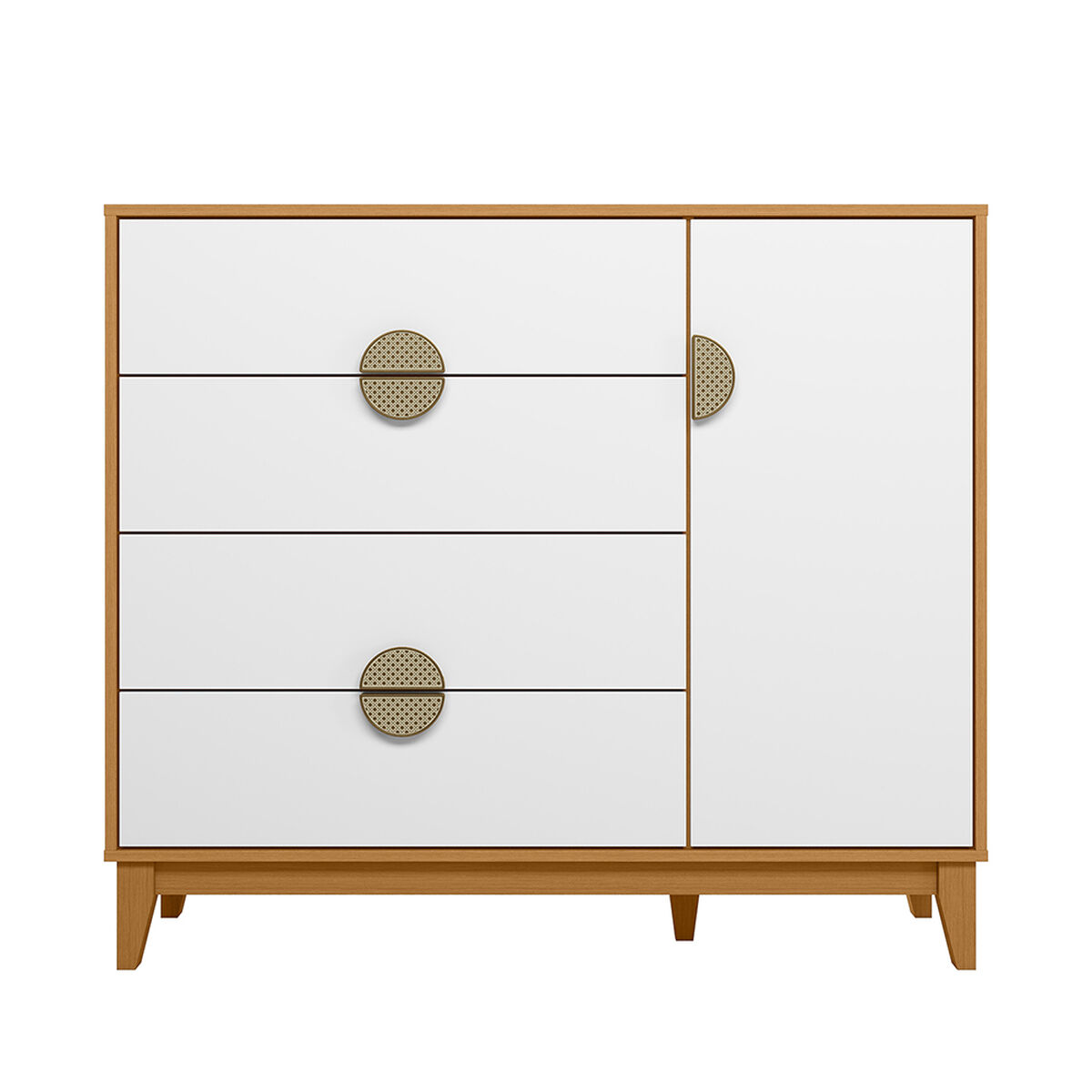 Cómoda Vekkahome Ipe 1 Puertas 4 Cajones Café
