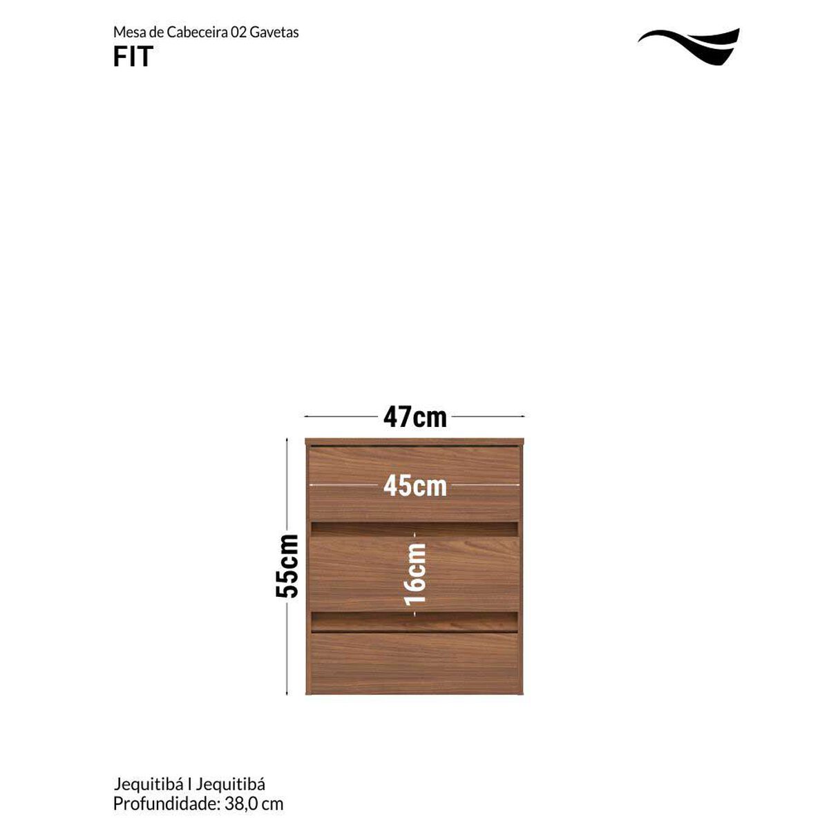 Velador Casanova Fit 2 Cajones Jequitiba