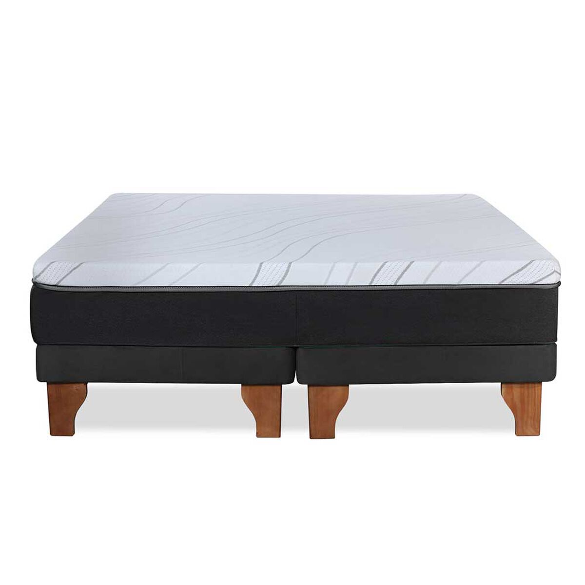 Cama Europea Latam Home Base Dividida King Zen Top Foam Soft Velvet Negro