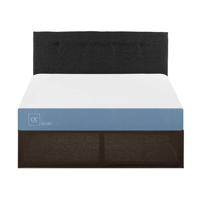 Cama Europea CIC Iron Smart 2 Plazas Excellence + Respaldo Black Tapizado + Faldón