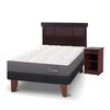 Cama Europea CIC 1,5 Plazas Anatomic + Respaldo + Velador New Dublin Chocolate