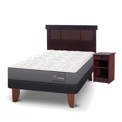 Imagen 2 del producto Cama Europea CIC 1,5 Plazas Anatomic + Respaldo + Velador New Dublin Chocolate