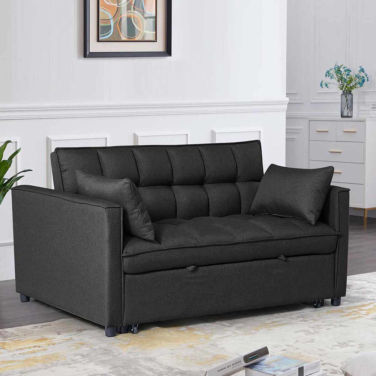 Futón Idetex Brela 2 Cuerpos Negro