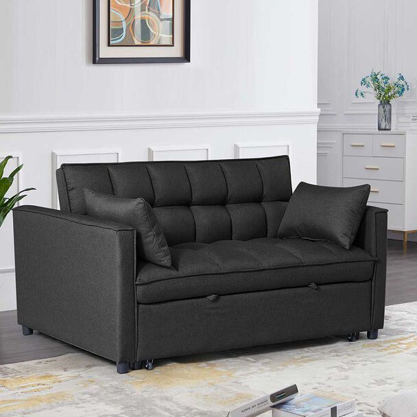 Futón Idetex Brela 2 Cuerpos Negro