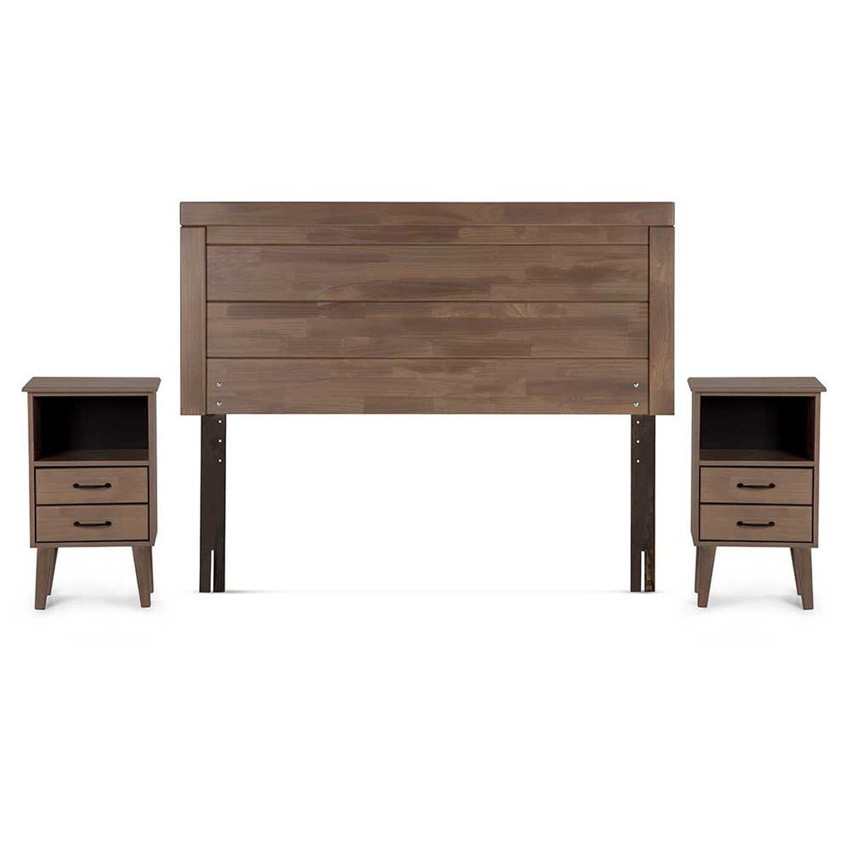 Cama Europea Rosen Base Dividida 2 Plazas Art 4 + Respaldo + 2 Veladores Sicilia