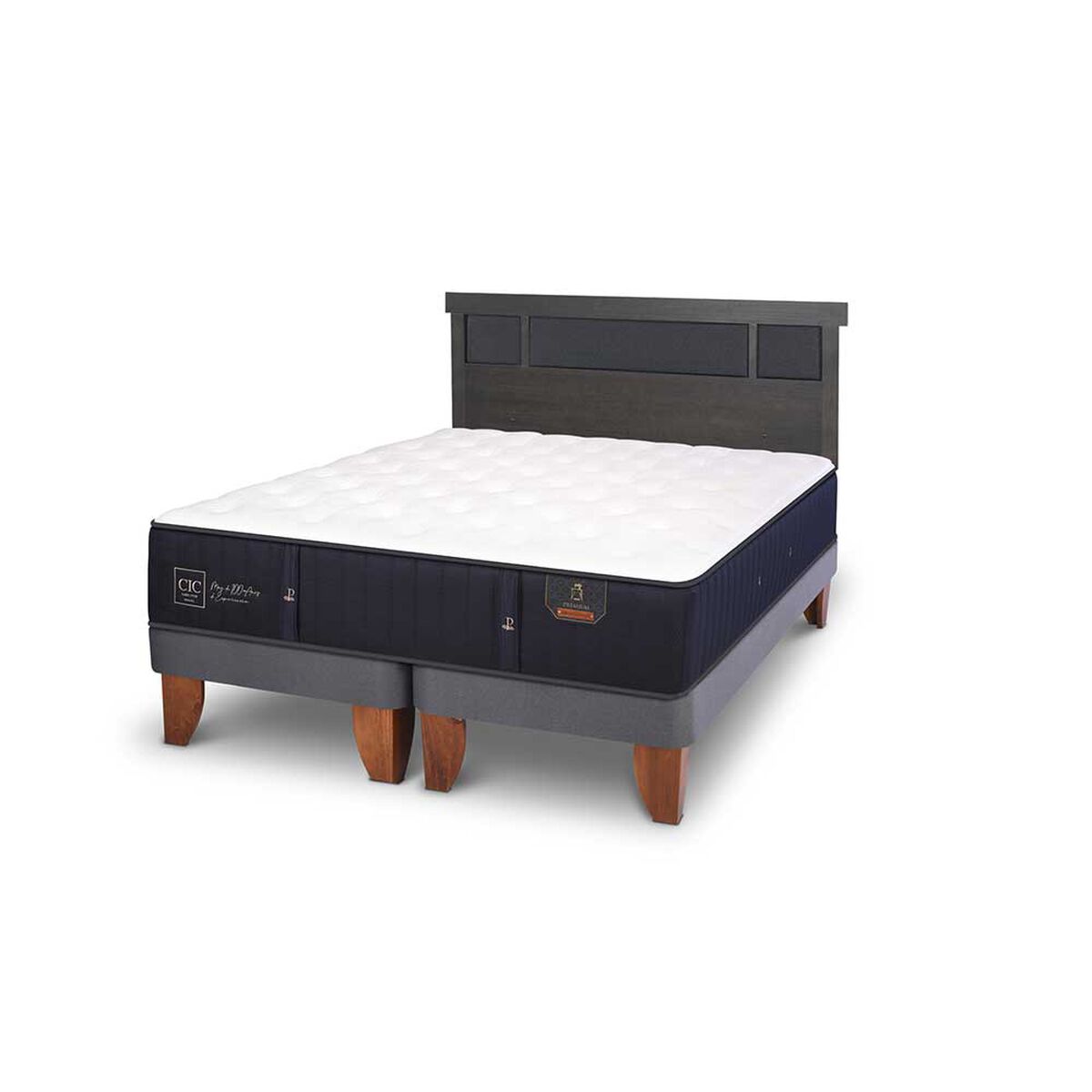 Cama Europea CIC Base Dividida 2 Plazas Premium + Respaldo Dublin