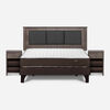 Combo Cama Europea Rosen 2 Plazas New Ergo T BN + Respaldo y Veladores Rachel