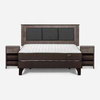 Combo Cama Europea Rosen 2 Plazas New Ergo T BN + Respaldo y Veladores Rachel