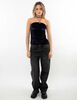 Polera Strapless Terciopelo Plush Mujer Icono