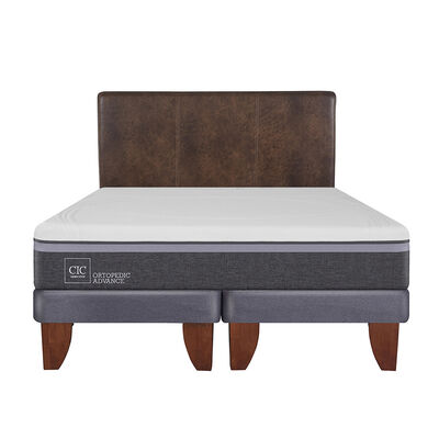 Imagen 1 del producto Cama Europea CIC Base Dividida 2 Plazas Ortopedic Advance + Respaldo Baker