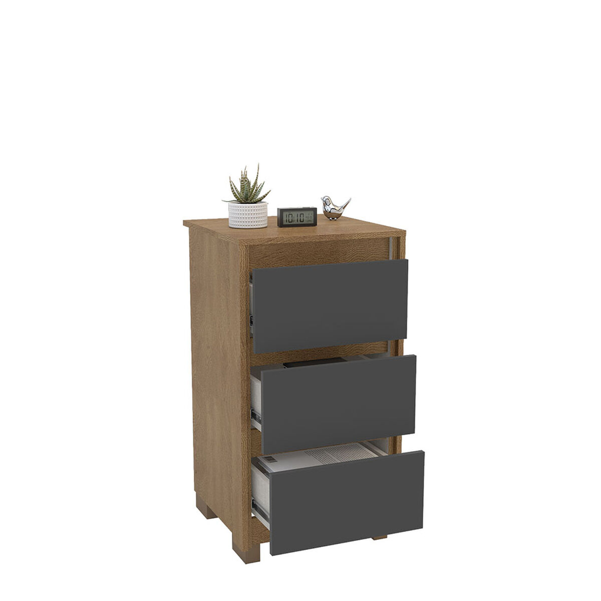 C&oacute;moda Vekkahome Coimbra 3 Cajones Grafito