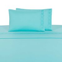 Juego de Sábanas Illusions 2 Plazas Bordada Waterspout Celeste