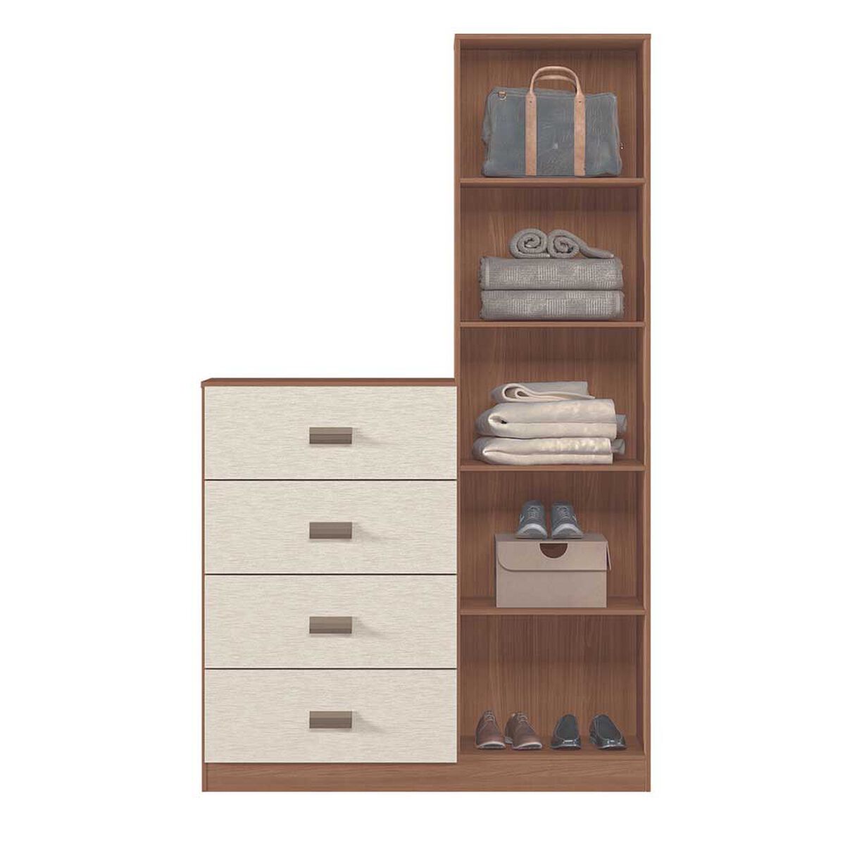 Cómoda Onessta Estilo 1 Puerta 4 Cajones Jatoba Arena