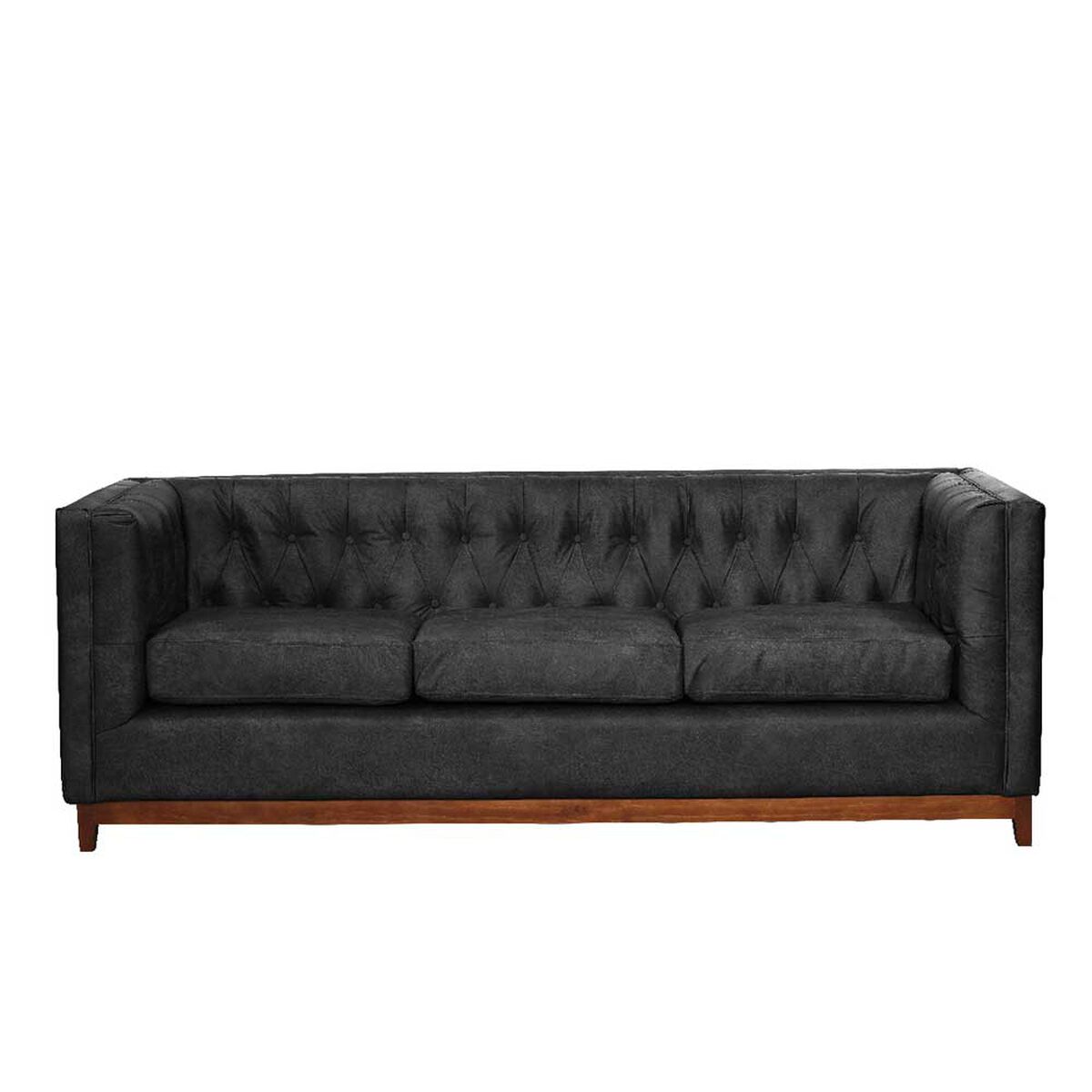 Sof&aacute; Latam Home Cuero Colorado Roma 3 Cuerpos Negro