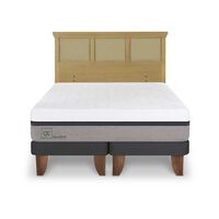 Cama Europea CIC Base Dividida 2 Plazas Balance + Respaldo Torino Mostaza
