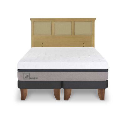 Cama Europea CIC Base Dividida 2 Plazas Balance + Respaldo Torino Mostaza