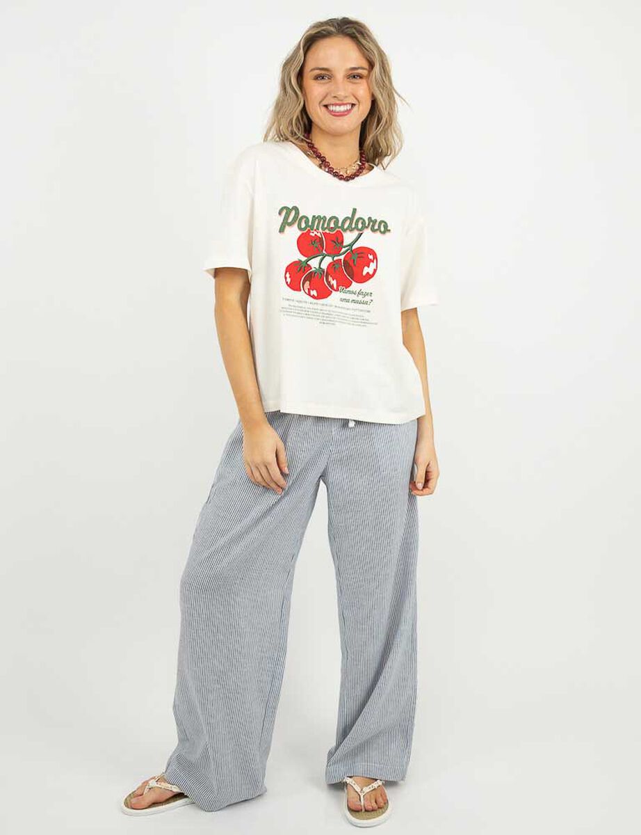 Polera Con Estampado Manga Corta Mujer Icono