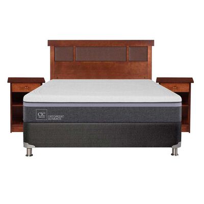 Box Spring CIC 2 Plazas Ortopedic Advance + Respaldo + 2 Veladores New Dublin